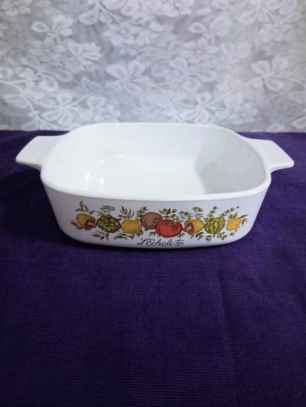 Vintage Corning Ware 1 Quart Spice Of Life Casserole Dish A-1-B L'Echalote Stamp